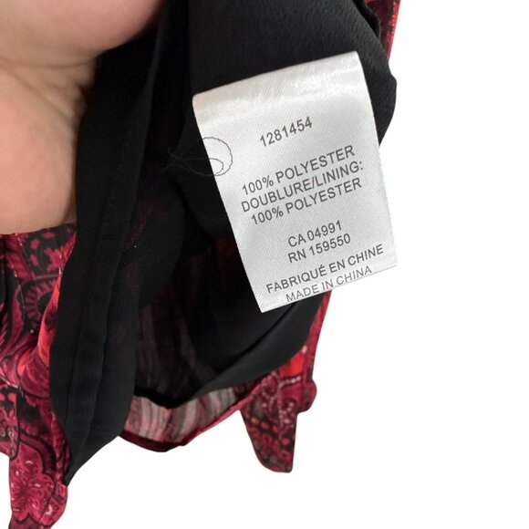 Maison d' Amelie Red & Black Long Sleeve Paisley Blouse Size M Feminine Evening - Picture 4 of 8